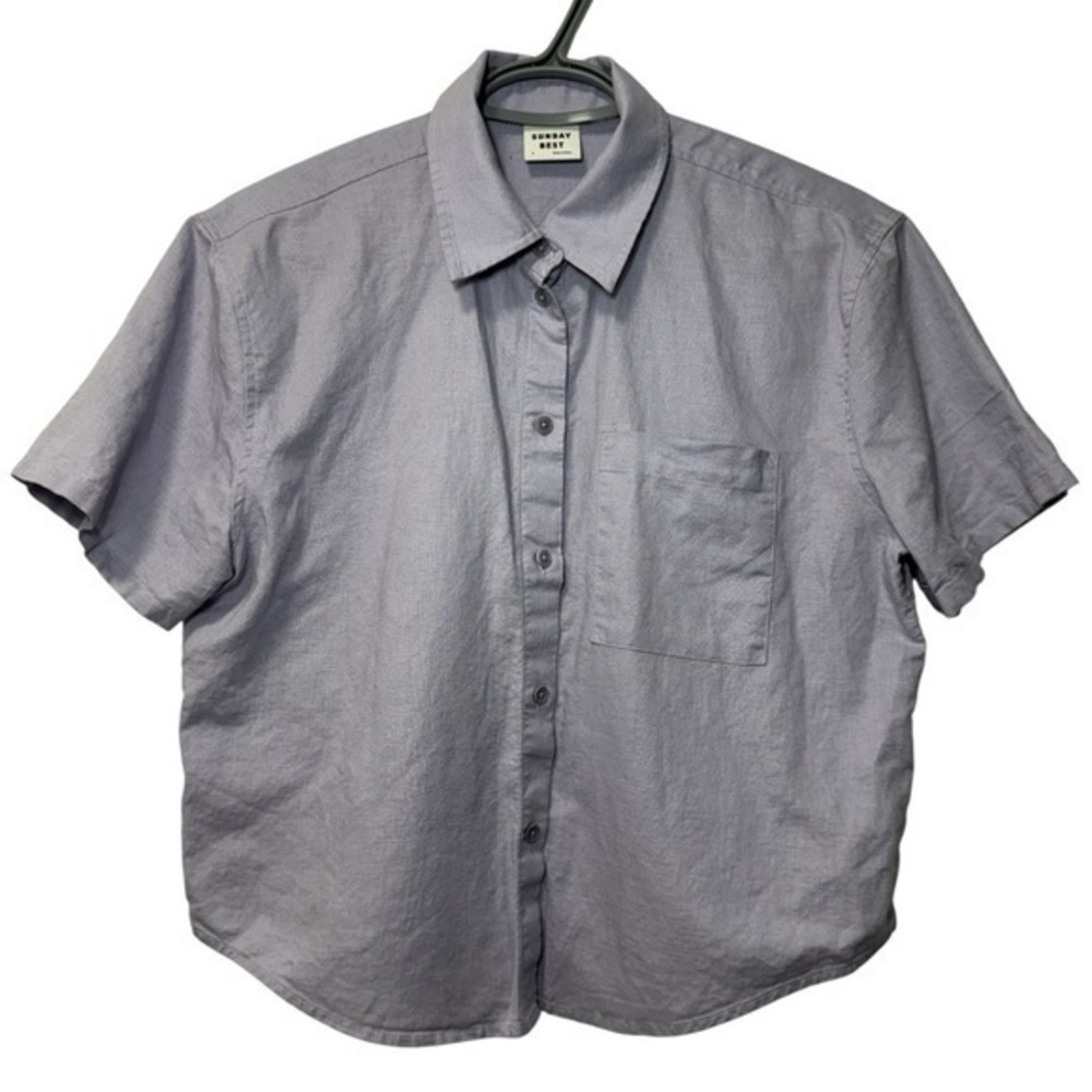Aritzia Sunday Best Linen Button Down Cropped Shirt size S
